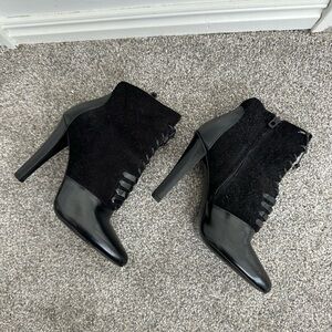 Suede and Leather Black Women's Ankle Boots